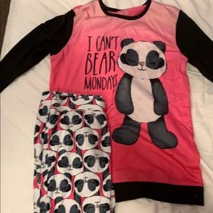 justice panda pajama set